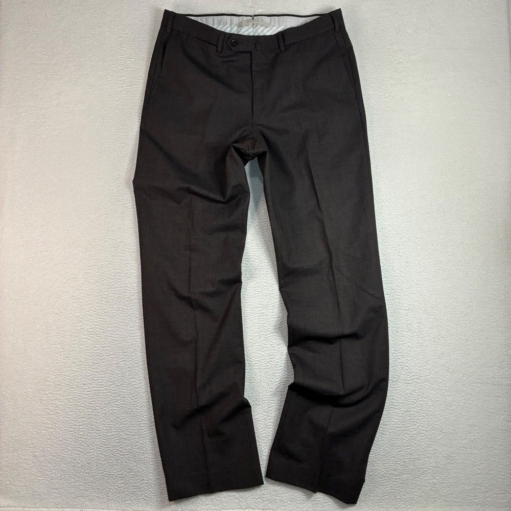 Ermenegildo Zegna Wool Dress Pants Men 34x35 Brown Pleat Office Trouser Portugal
